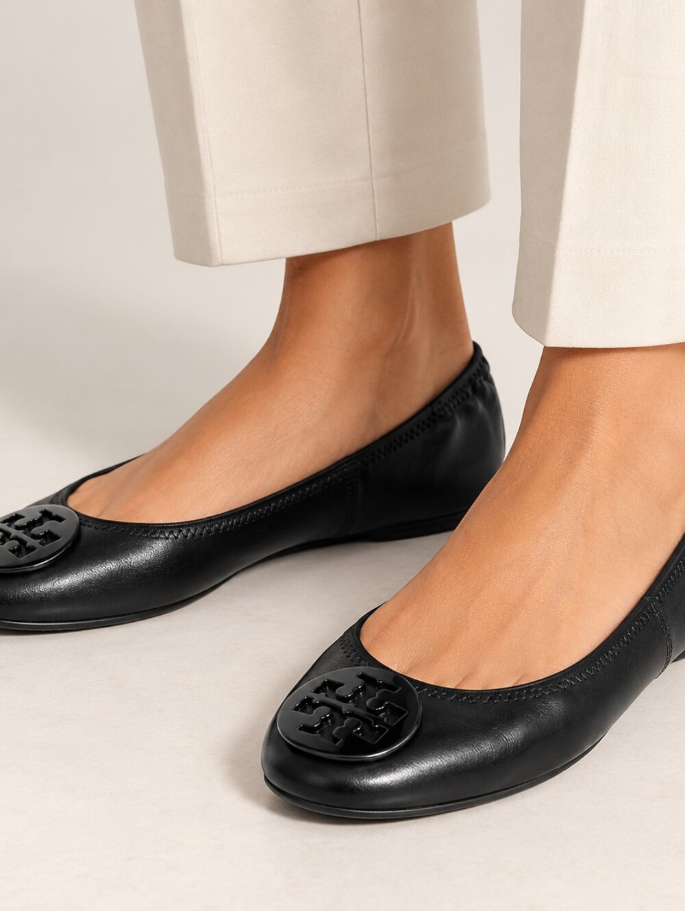 TORY BURCH Reva Travel Ballet Flats Shoes In Perfect Black Foldable Size 11
